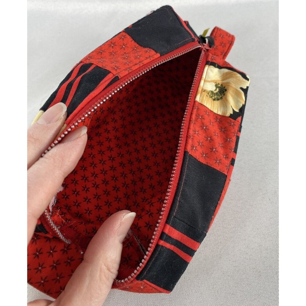 SOKA Mini Cosmetic Bag Minimalist Purse Handmade Rectangular Red & Black New! - Picture 7 of 10
